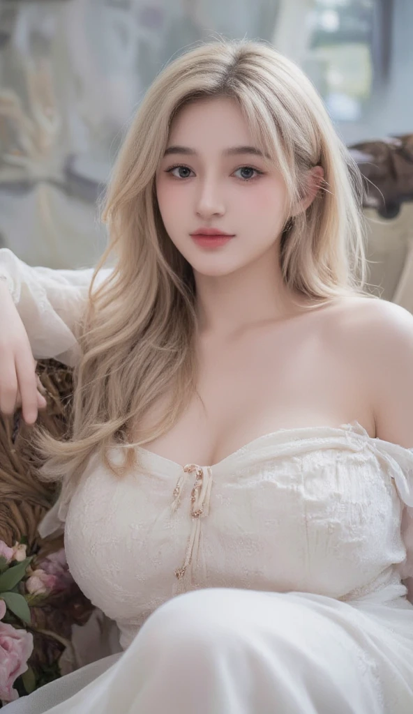 (((best quality))), (((ultra detailed))), (((masterpiece))), illustration,((1 beautiful little girl,solo,angel)),((fair skin,shoulder length straight blonde hair,blue eyes)),(earrings,crystal necklace),((big face,round face,bloated face,double chin)),(((plump,fat,obese,overweight))),(((gigantic breasts,towering chest,cleavage,underboob,gigantic belly))),joyful expression,(white wings:1.3),(flowing short-sleeved white sheer dress:1.3),((In heaven, garden setting)), vibrant flowers,(colorful flowers:1.3),lush grass, gentle breeze, (clear sky, fluffy clouds, shining sun),((from front,standing,upper body,arms behind back)),((pantyhose))