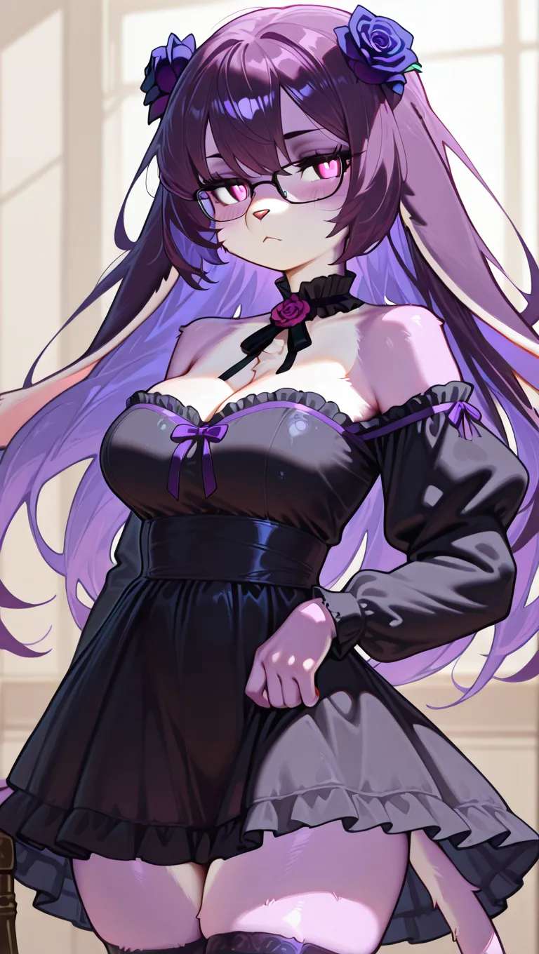 <lora:bunny_outfit12:0.55> wearing bunny outfit, cowboy shot, <lora:CHAR-Fern:0.9> FernFrieren, very long hair, purple eyes, (purple pupils),, ultra detailed, masterpiece, best quality, aesthetic, detailed,
