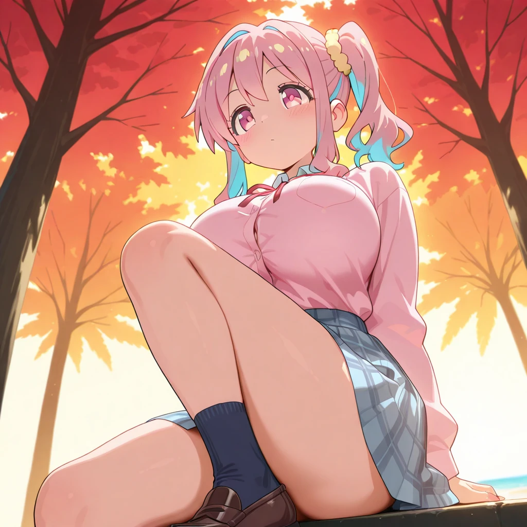 ((anime)),,,((best quality)), ((highly detailed)),((sketch)) extremely detailed face, beautiful face,((1girl)),((solo)),shiny skin,((full body:)), yui five star,((hair ornaments:1.15)),((hair band:1.15)),((pink hair)), ((pleated skirt)), ((puffy sleeves)),(huge breasts:),((cleavage:1.25)),(((skirt lift:1.25))),((thick thighs))
(((pussy:1.35))),((nose blush:1.45)),,,(bad mood:),open mouth,:d,(looking at viewer:1.25),BREAK ((park ,bench:1.35)),((sit on bench:1.35)),((sitting:1.35))outdoors,,BREAK ((spread legs:1.25)),((white thigh boots)),BREAK ((thighhighs:1.15)),(( white footwear)),arms behind back