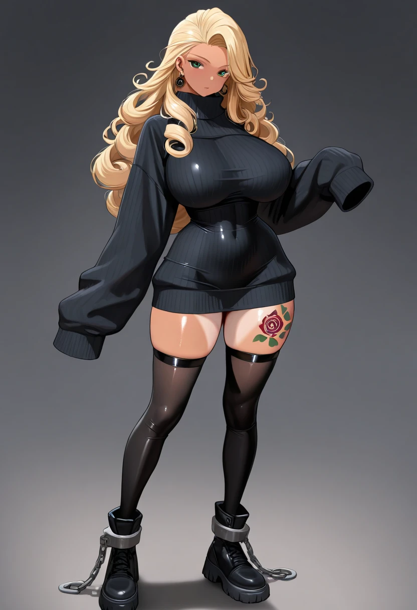 beautiful, (masterpiece:1.2), (best quality:1.2), big belly, bbw, fat, chubby belly, big belly, blushing, sweaty, fat belly, giant SSBBW belly, massive belly, extremely fat, super fat, hyperbelly, obese belly perfect lighting, perfect eyes, perfect face, 1girl, bikini, bikini under clothes, black bikini, black choker, black gloves, blonde hair, long flowing fluffy hair, black lips, black nails, black skirt, breasts, choker, cleavage, cropped jacket, cross, earrings, eyeliner, eyeshadow, fingerless gloves, gloves, hand on hip, highleg, highleg bikini, medium breasts, jacket, jewelry, lips, black lipstick, long blonde hair, makeup, microskirt, miniskirt, navel, open clothes, open jacket, blue eyes, skirt, sleeves pushed up, solo, standing, striped, striped bikini, striped thighhighs, swimsuit, thighhighs, thighs, underboob, plump lips 