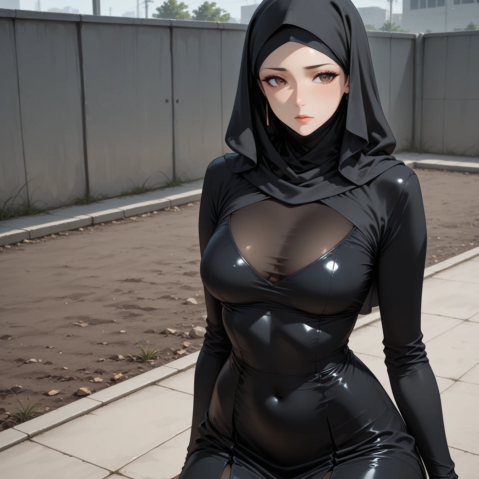 Sexy hijab girl with latex