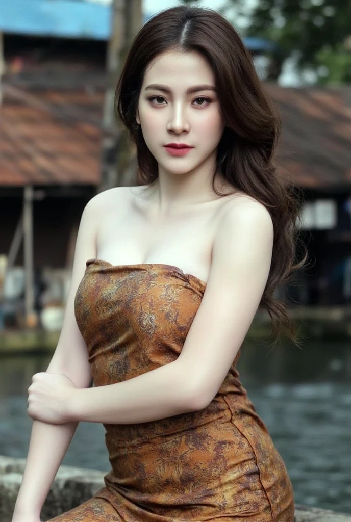 Young woman too,Wear luxury 100% clear sari,long curly hair,deep black eyes,shiny red lips,brown skin,Lotus flowers in her hair,Bindi on the forehead,Palm trees decorated with henna,In the garden that is in full bloom,ดอกไม้bright colors,green grass,sky,The sun shines down on you.,A gentle and gentle expression,there&#39;there&#39;there&#39;there&#39;there&#39;there&#39;there&#39;A faint smile appeared on her face.,Fingers gently touch the petals.,Body language full of grace and elegance, beauty,Drawing is the medium.,Detailed and bright,High resolution images,フォトリアリスティックレンダリングHuge tits，big breasts,bright colors,Soft and warm light, Her breasts opened.,Huge tits，big breasts