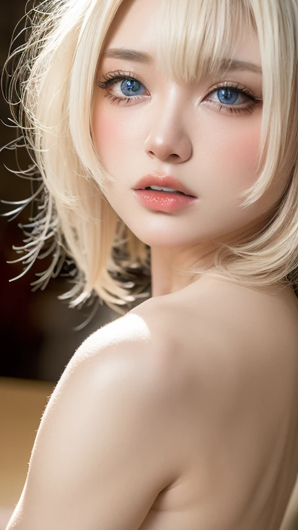 Super high quality, portrait, Alice in Wonderland, bright very beautiful face, youthful glowing white skin, great looks, platinum blonde hair with dazzling highlights, fine hair, long beautiful back hair. Straight hair, very long silky straight hair, shining beautiful bangs, shining clear big blue eyes, very beautiful 16 year old beauty, completely naked, beautiful pink pussy, small pink hard beautiful nipples. Shapely, perfect, beautiful breasts, slender, beautiful legs, perfect pose, shapely, perfect ass, yoga exercises (((cat back pose)))(((prone on floor)))(((realistic lighting, best picture quality, 8K, masterpiece: 1.3)), clear focus: 1.2, one girl, perfect shape: 1.4, slim abs: 1 .1, (nude), very thin face, narrow eyes, double eyelids.