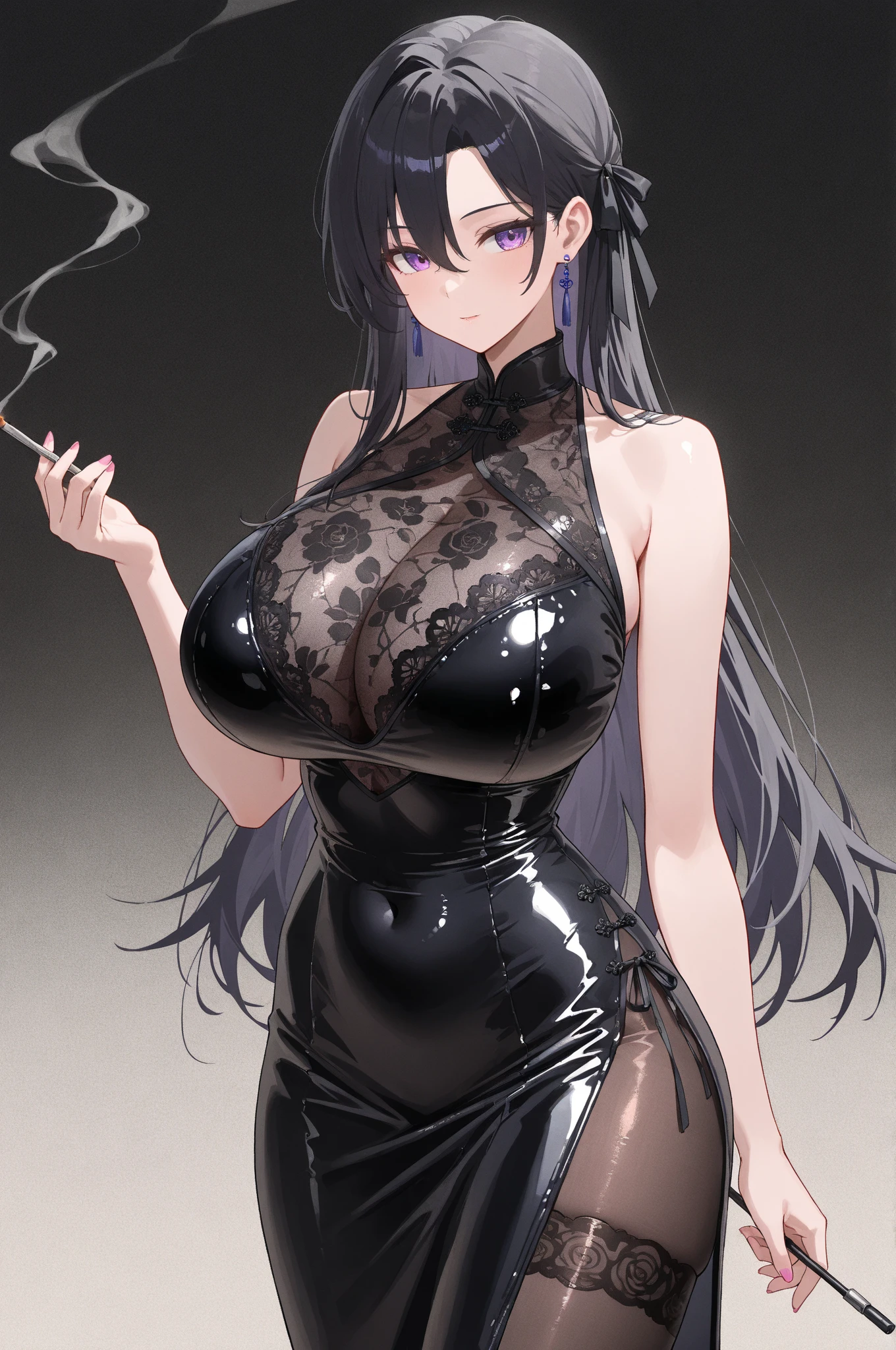 A beautiful woman with long hair, big breasts, and beautiful legs is standing in a suit, a dark tube top, and a miniskirt.。Emphasizing the tube top。standing in the president&#39;s office。