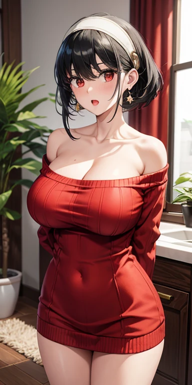 ((((masterpiece, best quality, high resolution)))), Extremely detailed 8K, Beautiful girl with voluptuous body, (Ultra HD, Ultra-detailed, Highly detailed, Highly realistic, Ultra-realistic, photograph realistic), (1girl:1.5), (Realistic black hair), (short wavy hair, hair ornaments, earrings), (dynamic poses), facing at camera, looking at viewer, (blushing red, embarrassed, smile), (green eyes, sharp eyes), (big perky breasts:1.2), (beautiful detailed face, beautiful detailed eyes), ((naked)), (detail pussy), (standing up), sweat, glow, (sunbeam, sunlight), ((cowboy shot)), bedroom, seductive