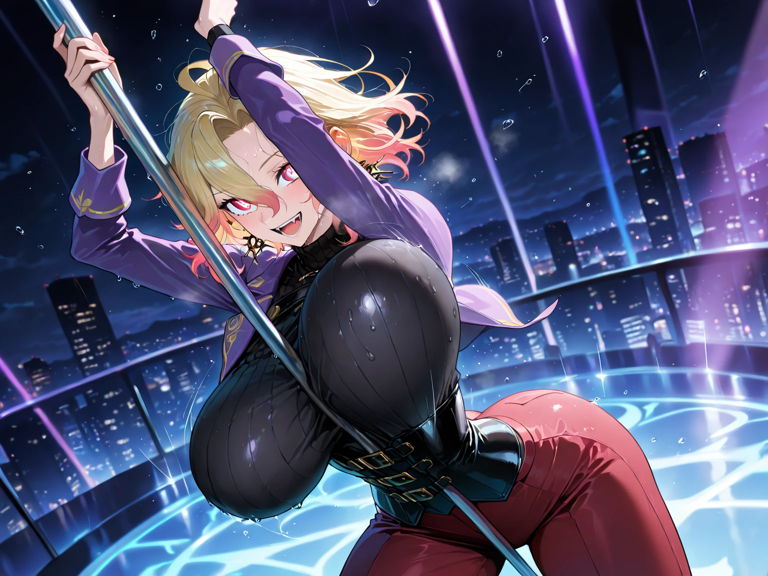 great quality, (1 women), very focused face, himiko toga, diamond face, perfect eyes, (standing), (wearing mage robe), mage robe, magic, (casting), blonde pony tail, strong shadows, full body, detailed face, (casting spell), blue flashes of light, blue sparks, in battle, detailed abs, shinying eyes, (masterpiece), direct light, underlight, strong jaw, (large boobs), massive ass, thick thighs, (long torso), wide waist, skinny torso, fit, perfect face, sexy, (blushing),