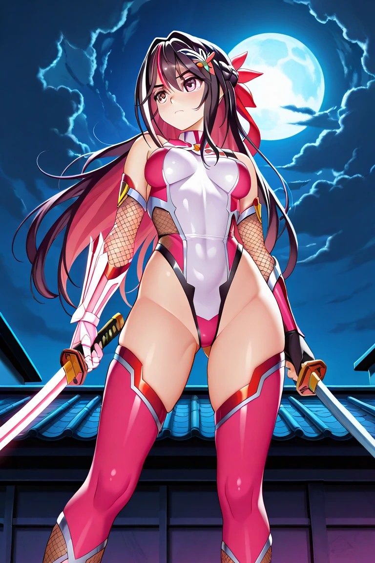 Ahri as Nezuko Kamado Demon's Slayer in a Cyber City