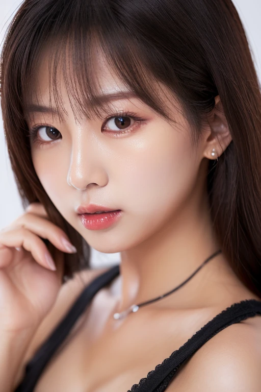 1 woman、Korean、Korean、cyberpunk suit、smooth rubber、tight suit、chest chuck、intricate details、high quality、(upscale:1.4)、Staring at me、ultra realistic 8k、Perfection face、perfection、clean、masterpiece、professional artwork、famous works、Perfection face、beautiful expression、beautiful eyes、short black hair、high heels、wet hair、very big breasts、best image quality、natural background、(focus on chest)、No pants, (RAW Photography:1.2)、top-quality、white, a beautiful detailed girl、tight water suit、latex wet suit, a smile、Twin-tailed、extremely detailed eye and face、beatiful detailed eyes、huge filesize、hight resolution、hight resolution、8k wallpapenely detail、Highly detailed ticker uniform 8k wallpaper、Light on the face、movie lighting、16-year-old girl、sexy pose、(photorealisim:1.4)、illustratio、surrealism、 frombelow、super detailing、​masterpiece