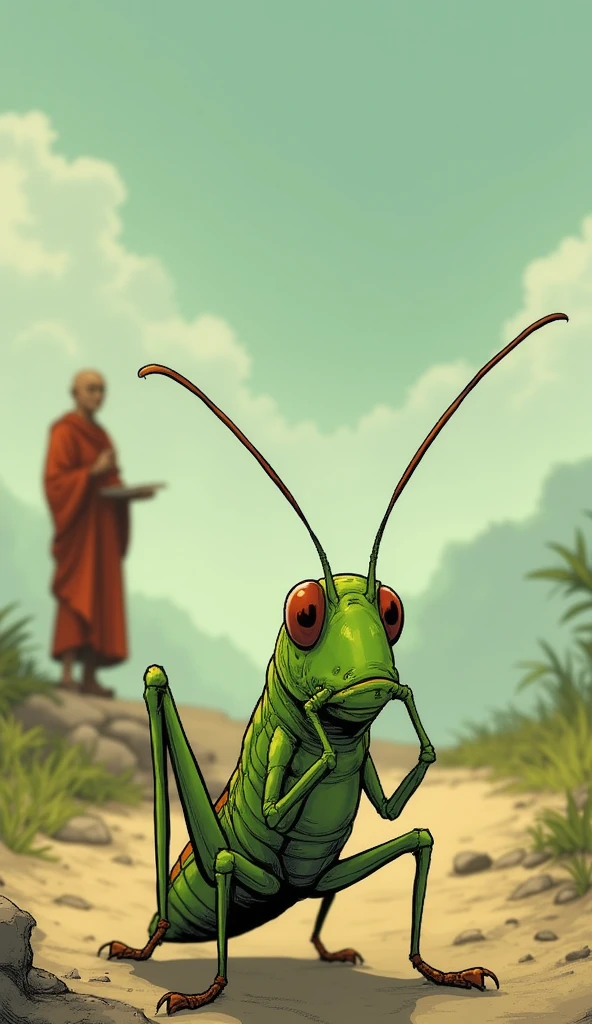 a comic book cover, 1990's comic illustration style.Titled written "ATUK SALAM ALIEN" A alien creature, green skinny meets very old Malay man and they shake hand. in the hidden jungle. UFO at the back as a background in the night jungle environment.
