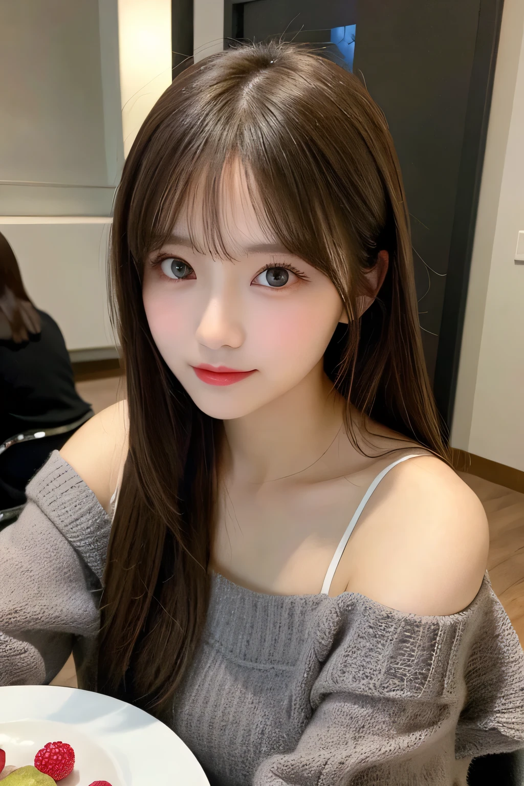 Sexy Big 、Sexy cute looks and cute 15 year old beautiful girl, beautiful and sexy face、A strong wind blows my hair in front of my face、beautiful long blonde French braided hair、beautiful, Cute and sexy eyes hidden behind long bangs