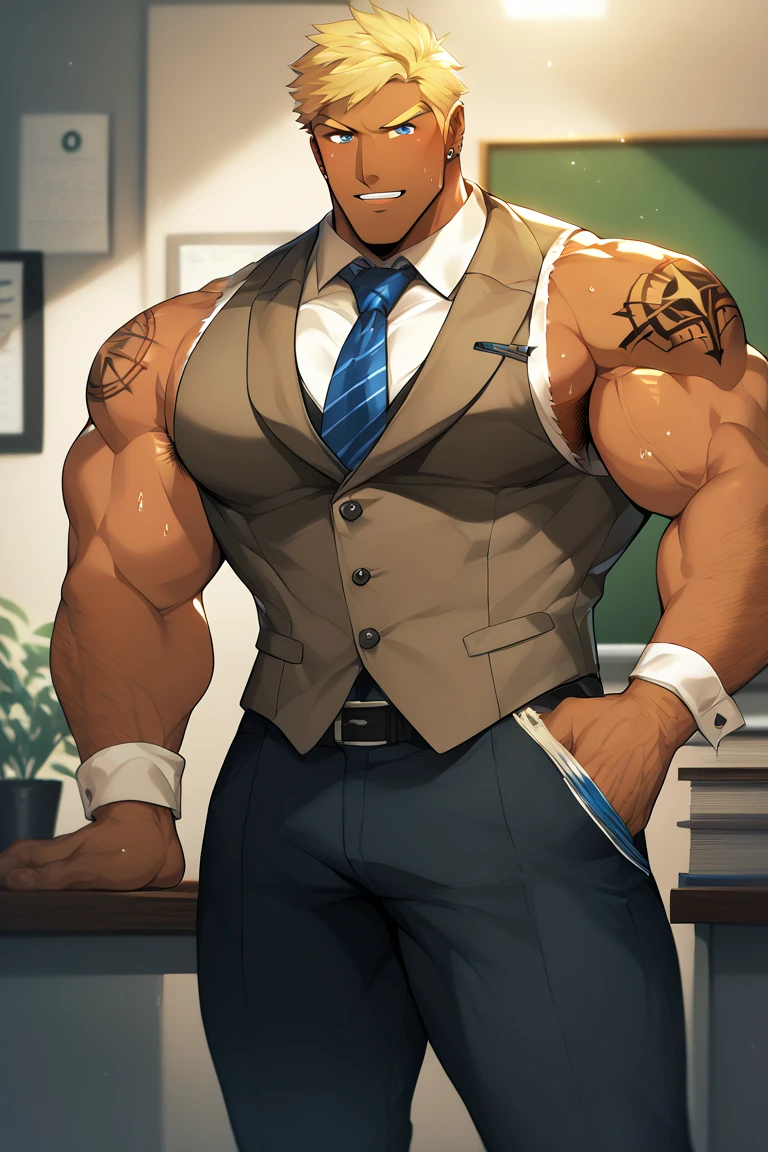 Men only, sexy, sensual, office building of a major company, in a glass-walled office, presentation, holding a smartphone in hand, taking a selfie with a smartphone, lowering an employee card from the neck, employee ID card on the chest, office worker, businessman, glasses with black under-rim, business suit, tight and tight business jacket, Tight and skinny business slacks, tight and tight sheer white long-sleeved shirt, tearing shirt chest, tight and tight suit vest, striped tie, suspenders, business shoes, luxury watches, gentlemen's socks, mega muscle, hyper muscle, masculine appearance, 35 years old, mature man, tight-sticking clothes and pants, sheer clothes, beautiful black eyes, handsome, fully dressed, beautiful muscles, complex and elegant, highly detailed digital painting, anime style art, art station, concept art, highest quality, masterpiece, ultra high definition, detailed background, realistic figure, muscular man, beard, muscle, volumetric lighting, depth of field, smooth and sharp focus, illustration, art, black facial hair, trimmed hair, black hair, muscle, navel, muscle, male, gay, hyper muscle, male focus, muscle male, yaoi, muscle, big buttocks, pectoral muscles, large pectoral muscles, thick quadriceps, wide shoulder width, large latissimus dorsi, large biceps, thighs, wet body, heat and steam emanating from the body, sweating, drenched, crotch, big back, turn around, show back, show ass, upper class, shiny oiled skin, glittering oiled skin, tanned skin, hot gaze, looking viewer, bubble butt, style, muscular anime guy, gigachad muscles, muscle!, high resolution commission, beef cake pose, muscular!, super buff and cool, muscular!, Fluffy breasts, muscular!, highest rating on pixiv, super low angle, super buff and cool, SFW version,