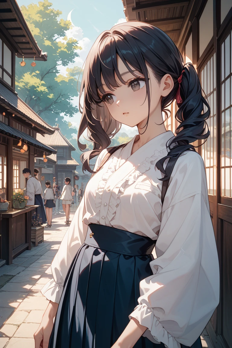 ((Top Quality)), ((Excellent)), (Details),,((nymph)),10 years old, Black Hair,(Childish face),((Straight Hair)), shiny hair, a Girl ,Medium Breasts, ((Blue Eyes)),masterpiece,, ((white ao dai)),((Áo dài)), , ultra realistic, 32k, extremely detailed CG unity 8k wallpaper, best quality, soft lighting, solo, Straight Hair, blunt bangs, hair bow, hair ribbon, ribbon, ((white ao dai)),((white Áo dài)), outdoors, (Vietnam street), 1girl, black bow, cate , stunning environment ,vibrant colors ,((Straight Hair)),
