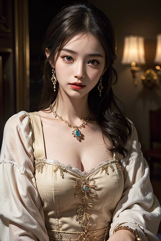 female mathematician,Ancient Greek costumes,Astronomical machinery,antique,A smile,,Sweet and seductive appearance.、Caravaggio's paintings、Chiaroscuro of Caravaggio,,Cute smile, Expression of ecstasy,erotick,A sexy