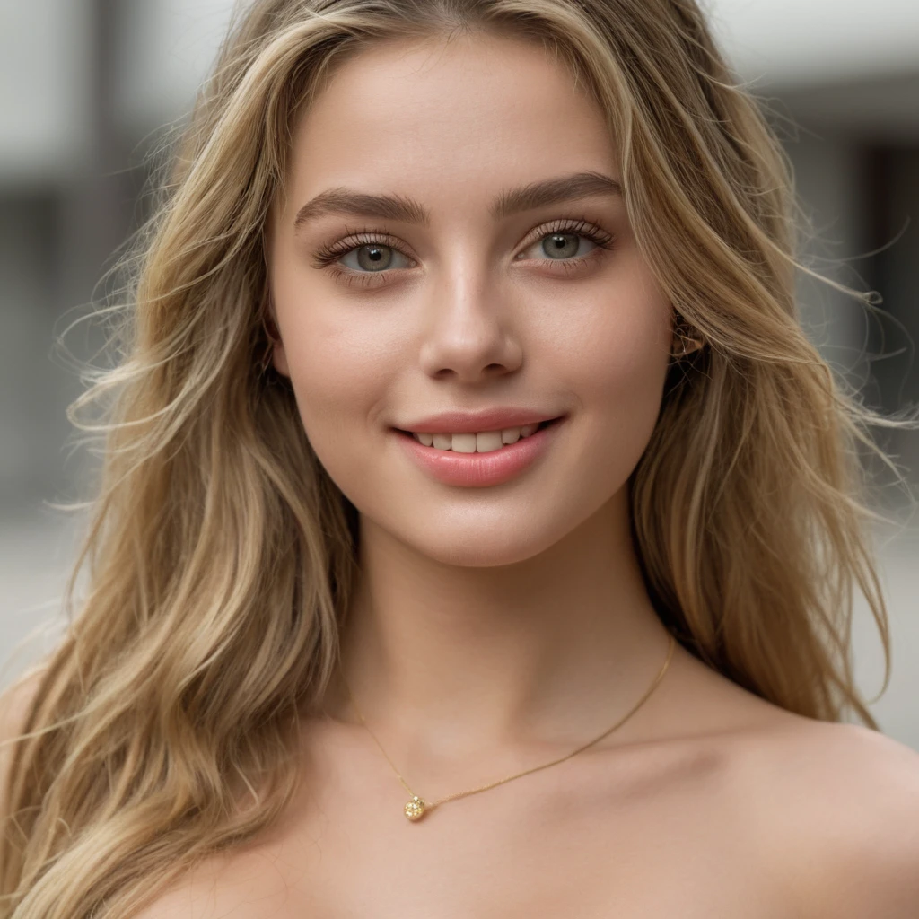 hyperrealistic beautiful busty 18-year-old women in v-neck shirt and skinny jeans, model shooting full body photography, view from behind, natural blonde very long straight hair, dark eye makeup with eyeliner, seductive smile, small necklace and earrings, 8K, best quality, Meisterwerk, ultra high resolution, (Realismus: 1.4), Originalfoto, (realistische Hautstruktur: 1.3), (Filmkorn: 1.3), (Selfie-Winkel), 1 girl, Beautiful round hazel eyes and facial details, Meisterwerk, best quality, selfie-pic-posing outside, nsfw