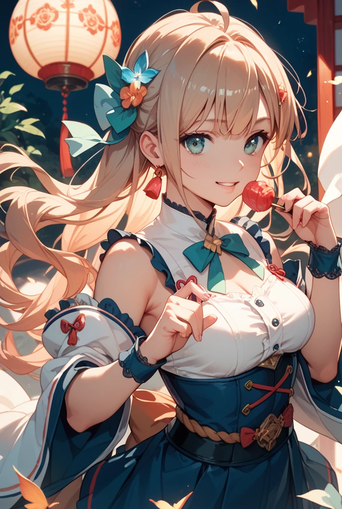 "the Extremely Detailed CG Unity 8K Wallpapers,tmasterpiece,Best Picture Quality,Super fine,,【😊Colorful forest,depth of fields,Numerous splashing droplets:1.2,petals,Toys surround,ventania,foliage,grassy fields,volumettic light】Close-up shot,cleavage,Girl with thick fat chunky physique,Be red in the face,ssmile,sportrait