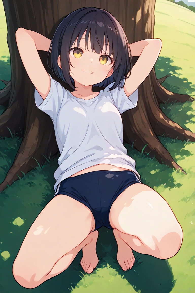One girl,Nozomi、The whole body is shown、Completely naked、{{{{ prostration, kneeling}}}},looking down,{{hands on floor}}、panty shot,Light green panties、topless,noon、Hiking trails、from side,A complete depiction of the human body、masterpiece, Highest quality, Game CG, 