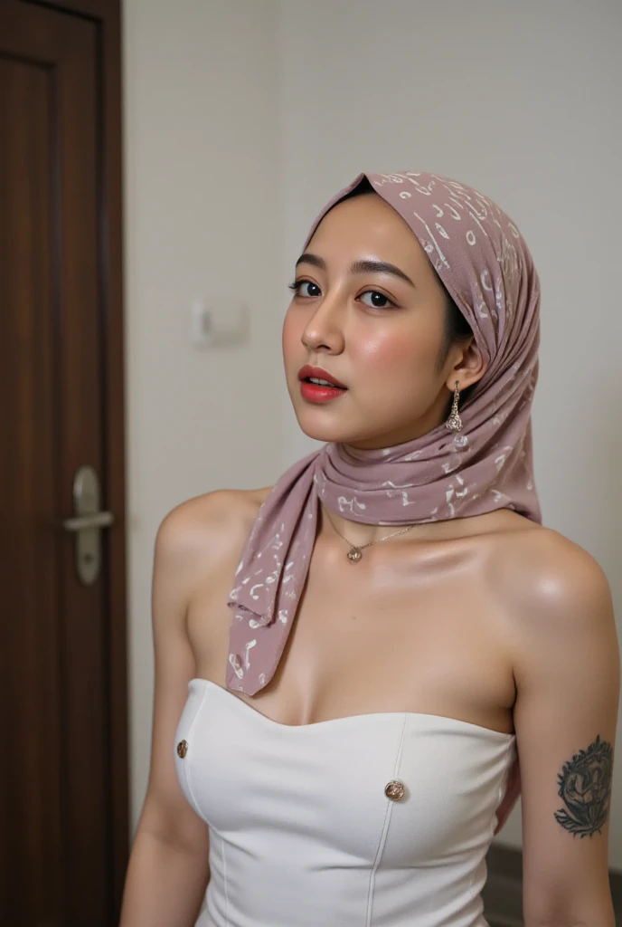 24 year old malay woman with hijab,wearing robe,similing,varied poses