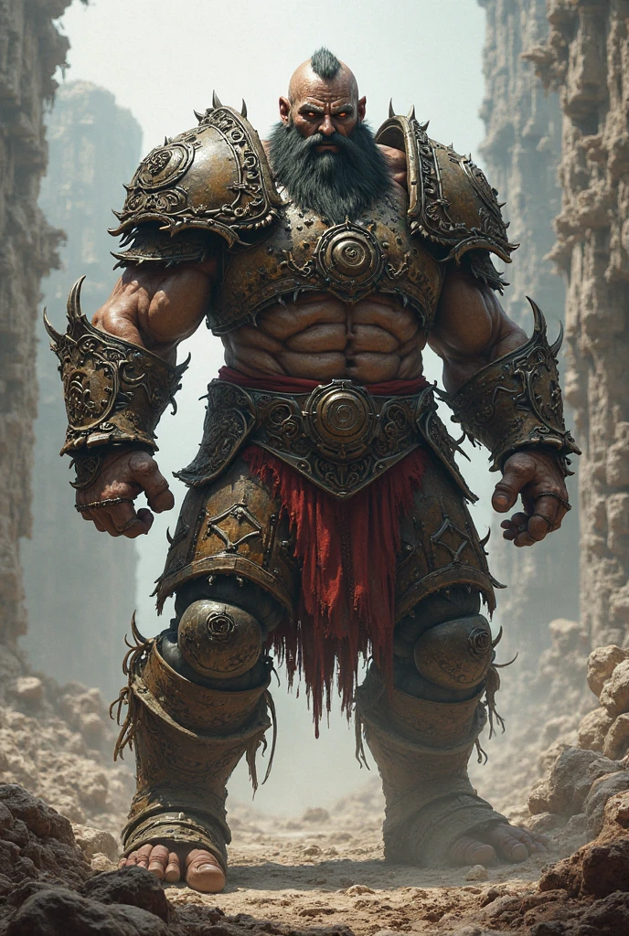 barbarian king katsuki bakugo, full body, standing facing the audience with red eyes