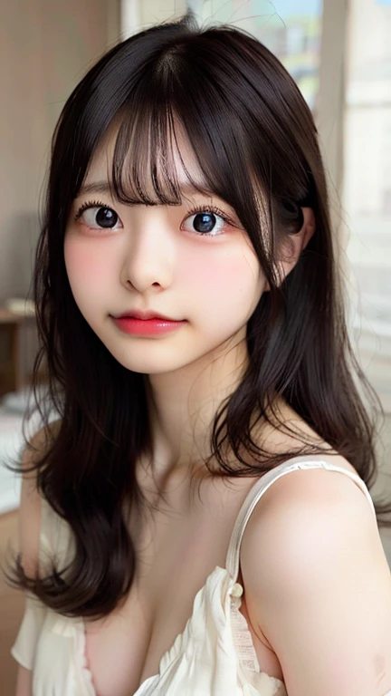 bright表情、Photorealism、Highest quality、Ultra-high resolution、picture、Photos of the most beautiful Scandinavian girls、A cute and beautiful face down to the last detail、Small Face、(Pure Eros Face_v1:0.008)、Beautiful Bangs、Alice in Wonderland、18-year-old、Glowing White Skin、Hair tangled in the face、Bangs on the face、Bans、Hair between the eyes、Super long hair、Attractive brown silky hair、bright, Clear light blue eyes look attractive、Whole Body Ezbian、学校のuniform、uniform、eyeliner、double eyelid、Ample breasts、Shot up to the thigh、Dynamic pose