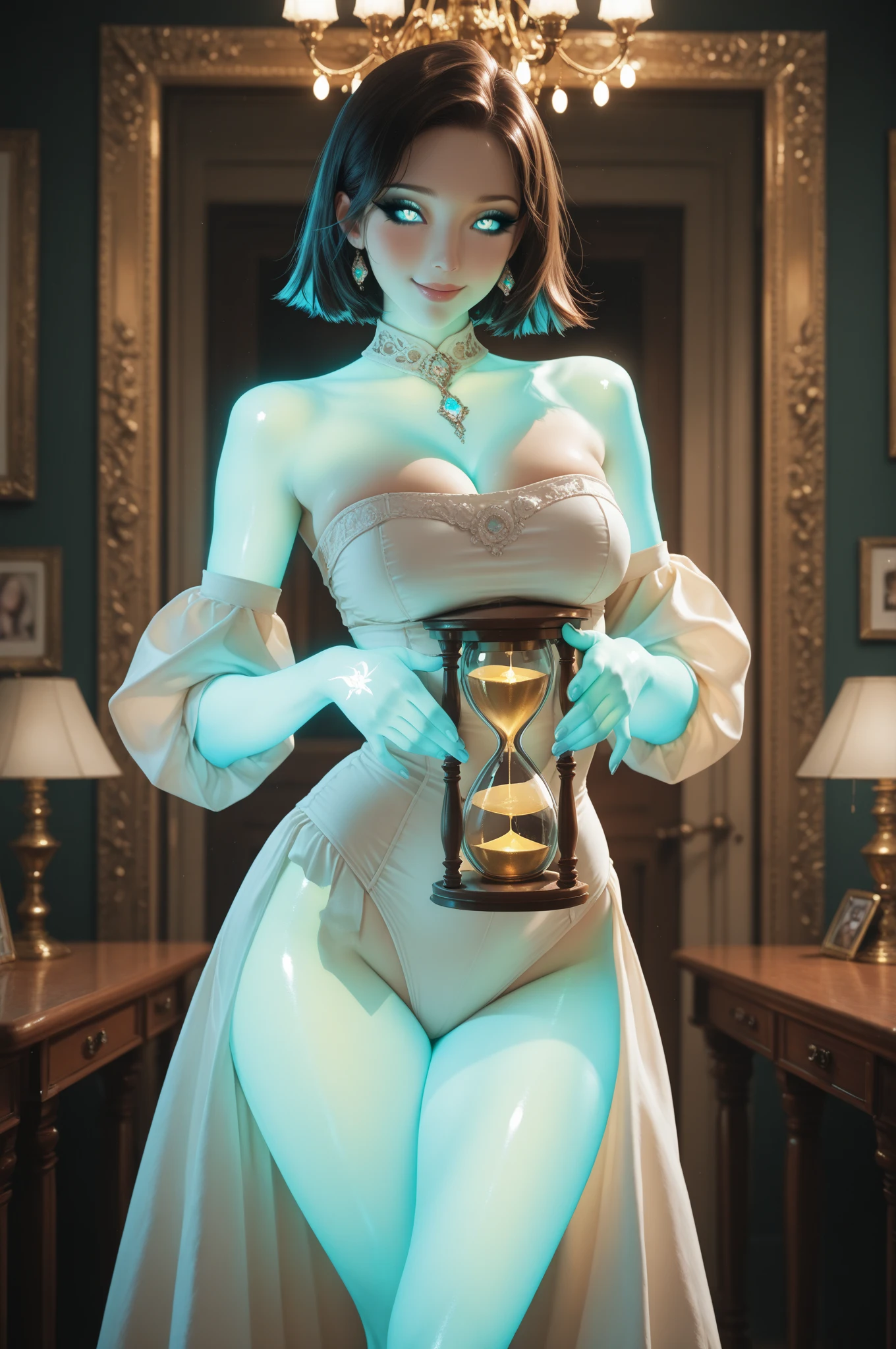 A woman in a dress, big breasts, 3D magical details, James Jean Soft Light, 4K, Yuri Schvedorf and Tom Bagshaw, beautiful digital artwork, Sylvain Sarrell and Igor Mosky