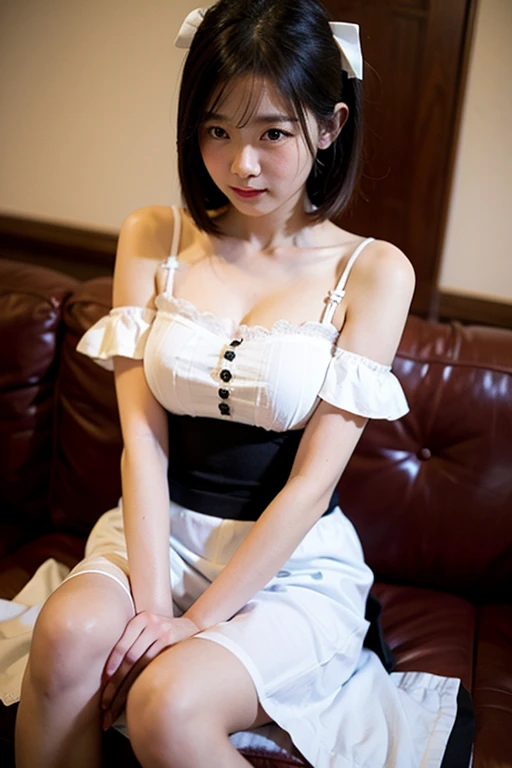 (Big Breasts:1.4)、(narrow and constricted waist,:1.4)、Thin and beautiful legs、(Nobody background)、(whole body)、Short Hair、bed、(Tight lace sleeveless see-through blouse with buttons and collar:1.2)、(See-through lace mini skirt:1.4)、(Erect nipples:1.1)、(See-through nipples:1.1)、(Elegant blouse:1.2)、(She spreads her legs to the side, exposing her vagina.:1.2)、(smile:1.1)、(Angle from below:1.1)、Cowboy Shot、(Underboob)