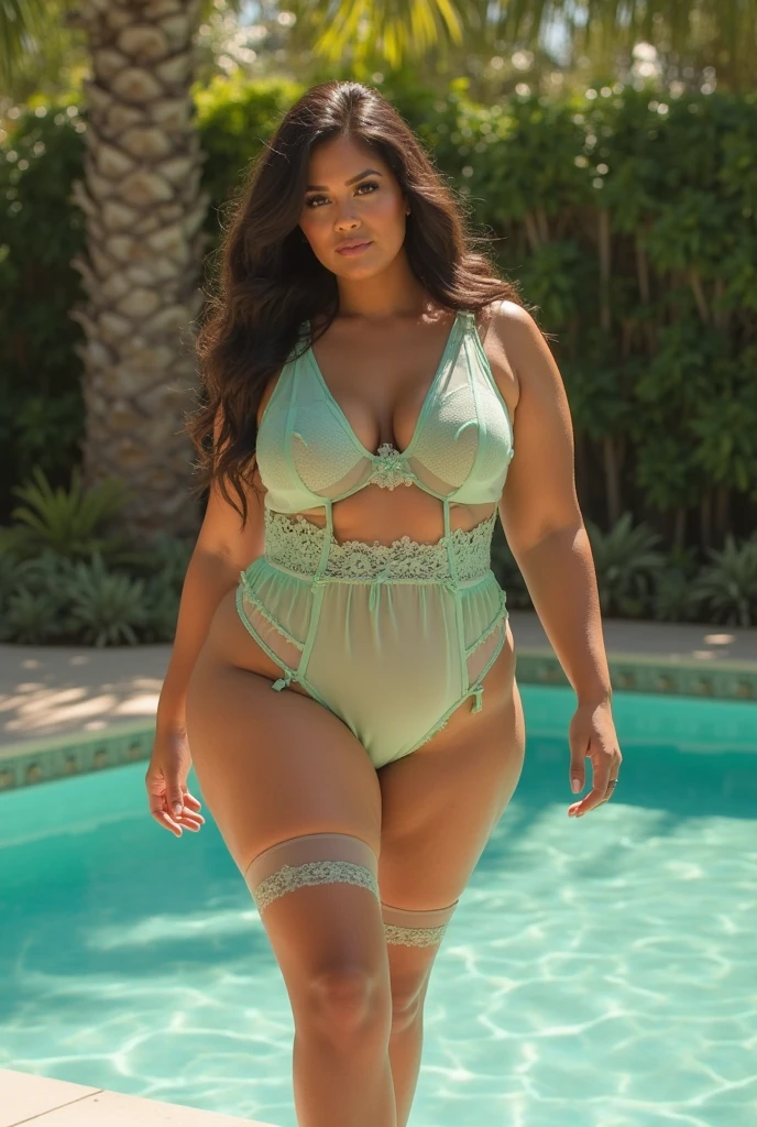 a woman in a bikini is in a hot tub, thicc, ela tem uma barriga redonda gorda e agitada, corpo grosso, bikini blue, beautiful thick female, full body shot in bikini, corpo quente sexy, corpo sexy, Cute bikini, in a bikini, in a bikini, corpo voluptuoso, pawg, pose sexy, body curvy, belas curvas