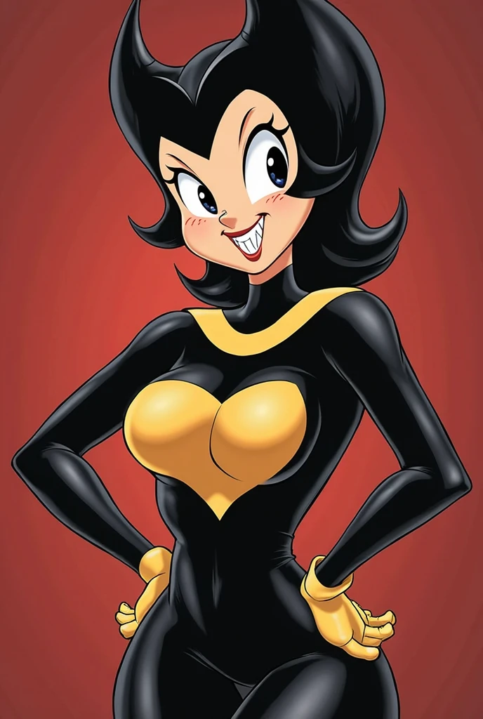 sexytoon, 8k, cartoon woman with black hair and black blouse is smiling, in cartoon style, caricature style, cartoon style art, caricature illustration, cartoon digital art, cel shaded:15, cartoon portrait, cel shaded !!!, caricature!!!, digital art cartoon, cartoon style illustration, caricature, realistic cartoon, cartoon art, cartoon digital painting, caricature, highly detailed cartoon