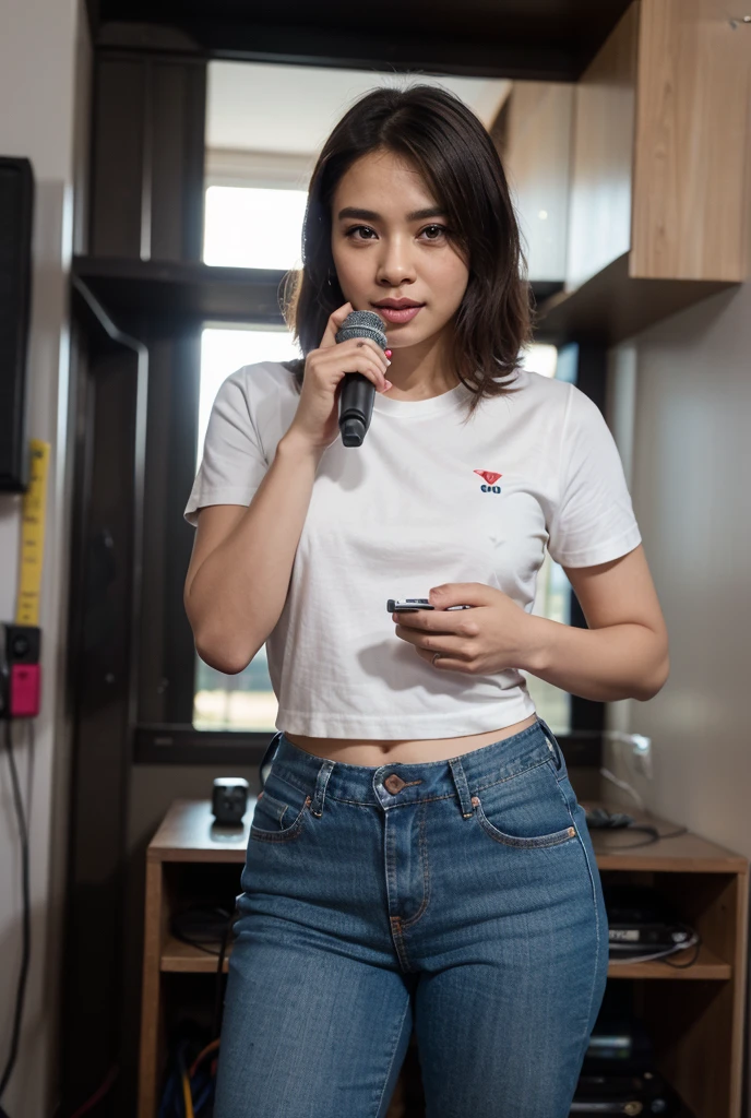 (Highest quality:1.5), (Real:1.4), (Ultra high definition:1.4), (No correction:1.4), (Skinny 18 year old girl), (1 Japanese very thin girl with flat chest in eighteen years old), (very thin body), skinny face, (Beautiful skin), (T-Shirts), (flare skirt), (very thin girl is standing front plain back ground), (18yo very thin girl is standing front plain back ground in studio), (front view of a flat chest girl), Photo studio, (Upper Body), (smile), (Turn your body forward), (very small breasts), (very thin), (Very thin), (flat chest), (girl is wearing T-shirt and flare skirt), (Plain background)
