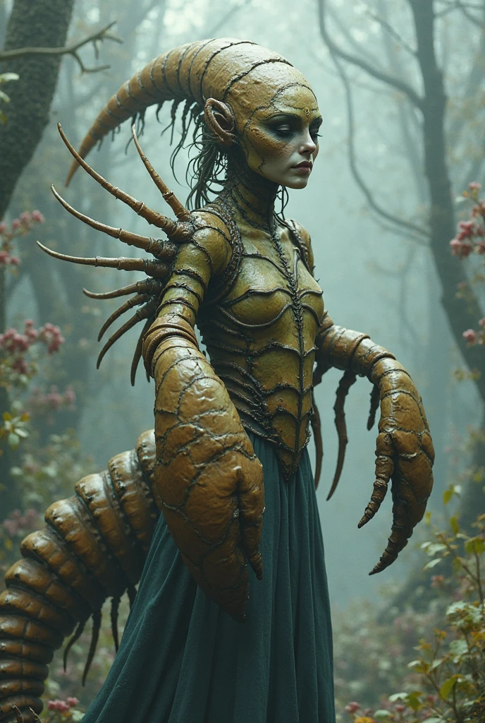 ((Best Quality, 8k, portrait photo: 1.3)), (Viewer Display), , tentacle femalel like a human, (full body shot), Sharp focus, Alone, beauty products, medium long hair, Full body image of an alien like a human, Standing wiman , cinematic lighting, ( on ne (Daniel Merna) ( Carne Griffith ) Monica Nowak), highly Details, Details, Flexible body, High Quality, (((((lots of mucus:1.6))))), (((a lot of tentacles wrap around a woman's body:2.0))), (( wet body)), ( open your mouth), (), ((tentacles in a woman's mouth :1.5)), (( tentacles into her mouth :1.3)), ((she lies on top of many tentacles:2.0)), heterosexual, Biopunk,