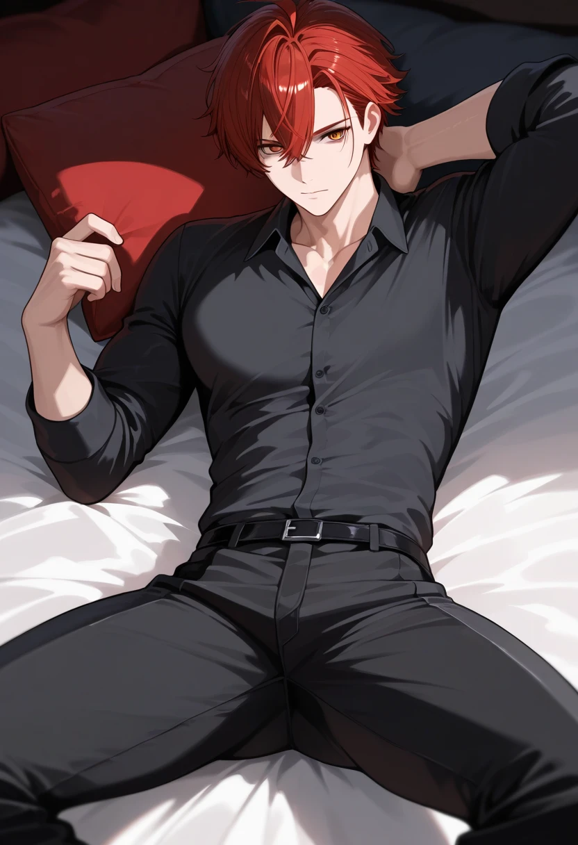 2boys, man in white underwear sitting on a bed with a red blanket, twink, 17 years old, teen boy, handsome pale, mature, muscular young man, smooth red skin, very smooth, anton, teenage boy, dylan cole, white skirt and barechest, well proportioned, cute, blushing, spreading legs, yaoi