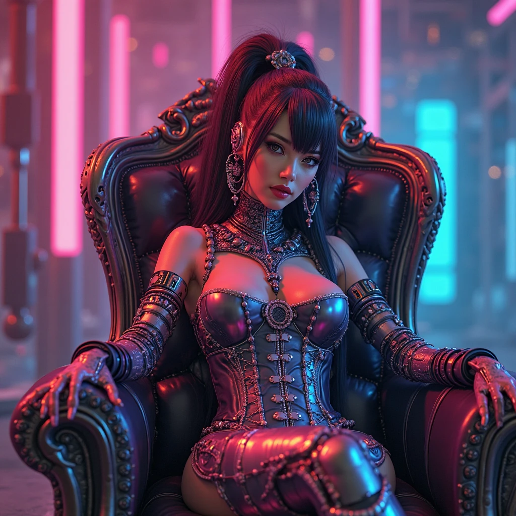 neon_outlines, close up, classy woman in a long evening dress, upscale gala event , neon lights, neon outfit, , legs crossed, sitting on floor 