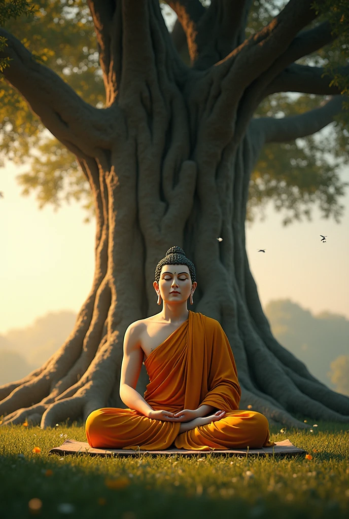 3d animation Buddha बोधगया में पीपल के वृक्ष के नीचे उन्हें ज्ञान प्राप्त हुआ।