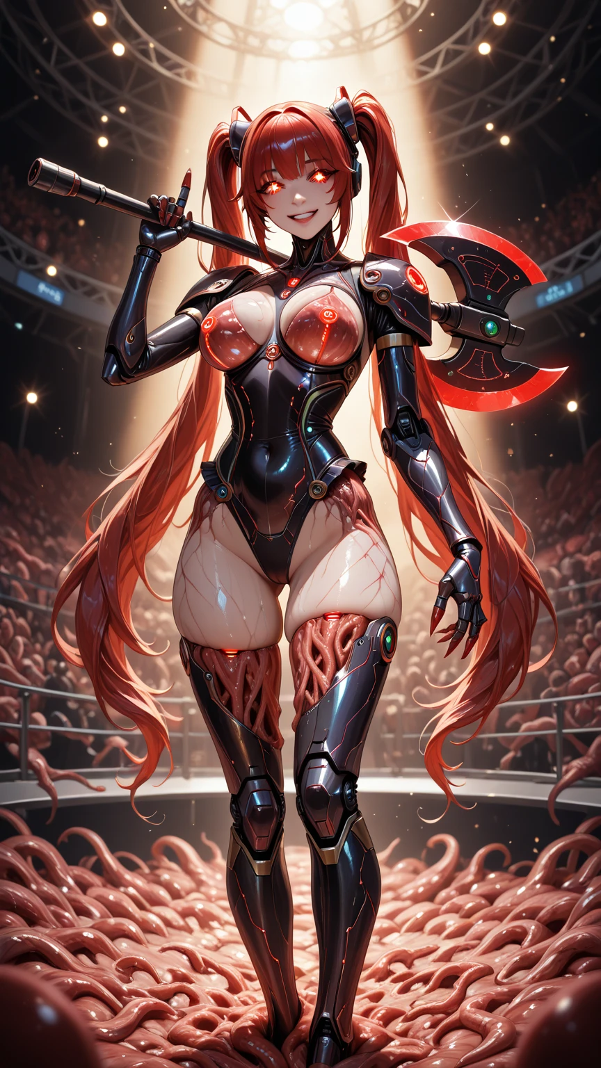 a close up of a person holding a barbell in a gym, an album cover by Shingei, pixiv, shock art, phonk album cover, phonk music background, ultra phonk, popular on pixiv, phation, official artwork, album art, at pixiv, nightcore, digital art on pixiv, arafed figure of a woman with a red hair and a red outfit, cyberpunk art inspired by Masamune Shirow, Artstation, fantasy art, fine details. anime. tentacles, tentacles around, humanoid red female squid girl, covered with tentacles, beautiful pink little alien girl, blood moon tentacles!!, some tentacles are touching her