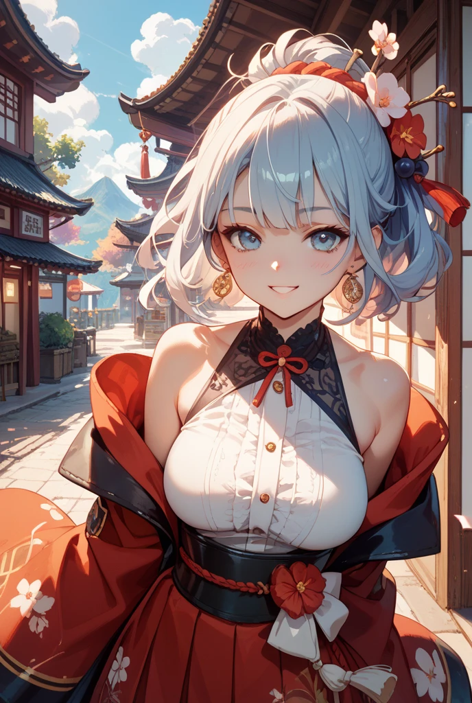 super high quality, masterpiece, Perfect illustration, Very detailed (Exquisite light and shadow, Very dramatic photo,Backlight) , ((Gray Hair:1.5))1 girl, alone, (Wearing Han clothes, Royalty、Black and white Hanfu,Thick fabric,Long sleeve) Flower Field, Flowers, (White smoke:1.3) (Realistic:1.4), Zen Intertwining, Tangled, Official Art, unity 8k wallpaper, Very detailed, Beautiful and beautiful, masterpiece, highest quality, (Dynamic Angle: 1.4), Glowing Skin, (Floating colorful flashes: 1) The most beautiful chaotic shapes, elegant, Brutalist Design, Bright colors, Romantic Depth of Field Exotic_dance, half_naked、((Off the shoulder、medium breasts、Beautiful cleavage))
