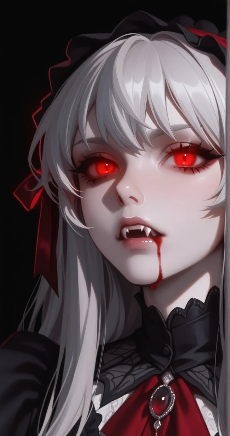 (((Nsfw, Vulgar))),wet-on-wet oil painting depicting a dark angel, a semi-realistic full body portrait, blood on the angel face,, red eyes, gorgeous painting, breathtaking, semirealistic, beautiful colors, evil, beautiful red eyes, detailed textures, massive blackdark feathers, blood, white hair, evil grin, evil smile