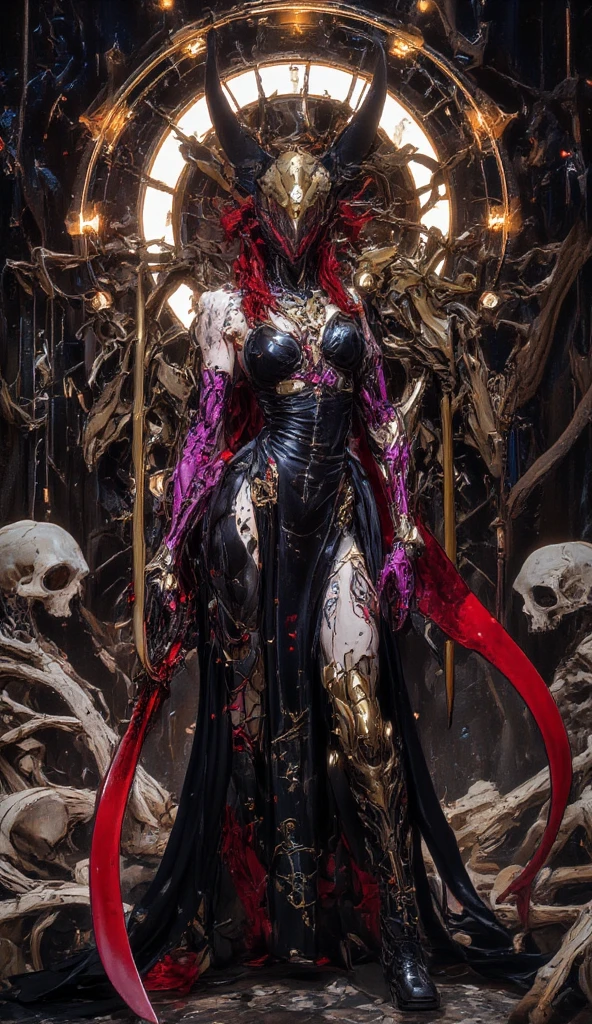 （Messenger from hell：1.4），Look up from the bottom up，hell，magma，火焰，(A strong sense of oppression1.4)，（Purple flame：1.3），fresh blood on the ground，blood pond，Dripping blood，（Skeleton is everywhere），（（Super huge, Thick and sharp giant claws）），（（（Black antique hideous scales））），（（（The scales are covered with thick barbs）））（（Super thick and terrifying scales）），Black scales cover the whole body，（（Terrifying hell creatures：1.4）），（Transparent glow：1.4），strong lights，（combats，charging up:1.4)，Ugly face，full body pov，Black lightning streaked across the sky，（（（A tumbling thick sea of clouds is at your feet））），（There was blood everywhere），（（Blood dripped from between the paws））stereoscopic perspective，Works of masters，super-fine，4K分辨率，high qulity，电影灯光，High picture detail，Detailed pubic hair，Epic shooting