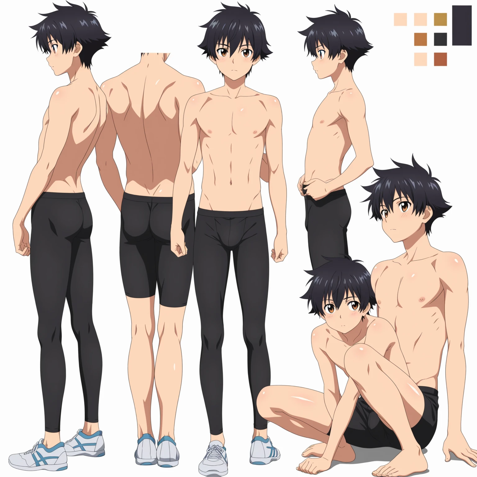 Anime man in short underwear standing next to a line of lines, anime character anatomy, Full body anime illustration, Cuerpo completo del personaje, Proporciones de anime, Proporciones OPPAI, Hoja de referencia de personajes de anime, lleno_cuerpo!!, Concepto de cuerpo completo, cuerpo completo, cuerpo completo!!, Modelo de cuerpo completo Anime Vtuber, todo el cuerpo altamente detallado, Detalles de cuerpo completo