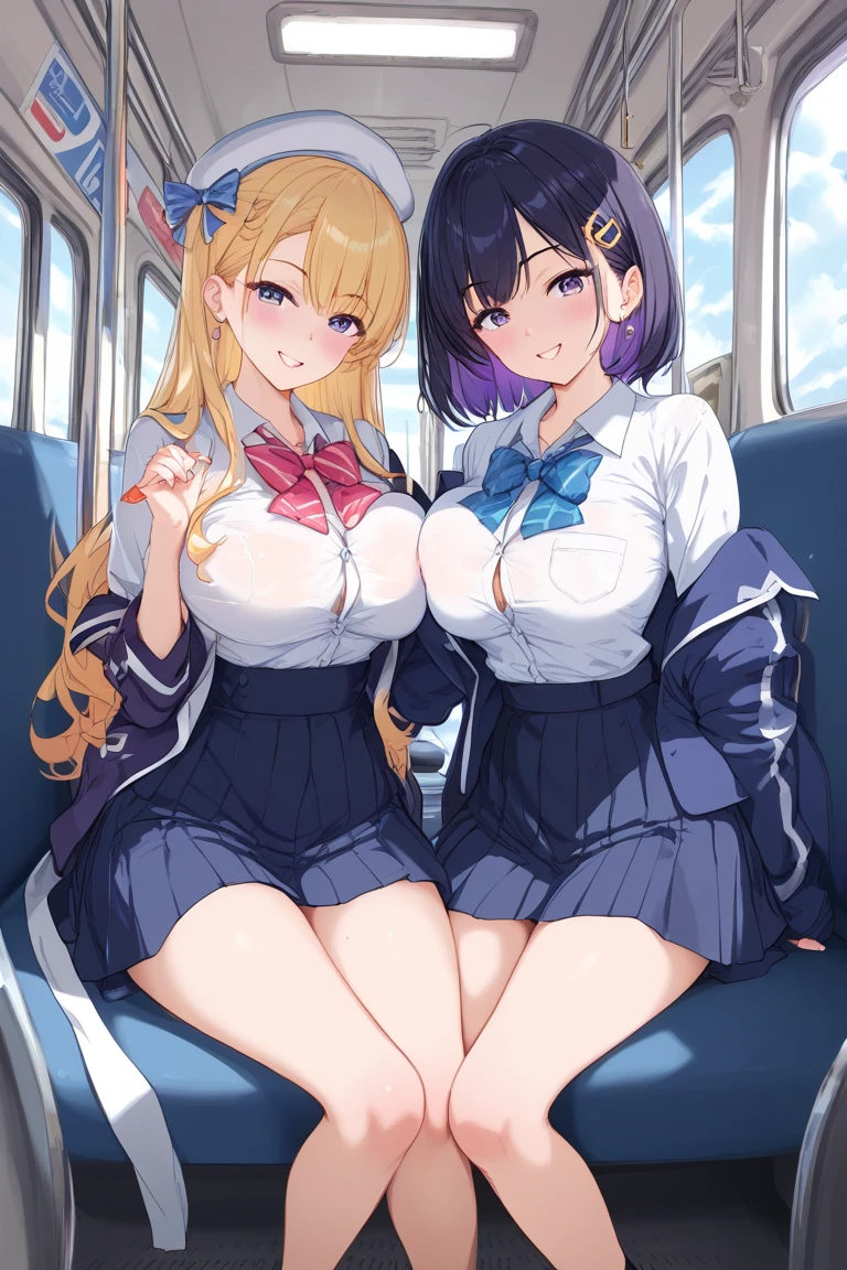 (8K ,Hyper-detailing,Ultra photo realsisim,Best Masterpiece,naturey,Perfect artwork,Perfect female body),Two cute busty girls ,(large tities),Flight attendants on board,Stylish hairstyle,Elegant and sexy flight attendant,in an airplane,Put on a sexy vacuuming stewardess uniform,Built-in thong panties,Large cleavage,,Stretch meat,Raised sexy,The kinky is exposed ,tit,full body shot of