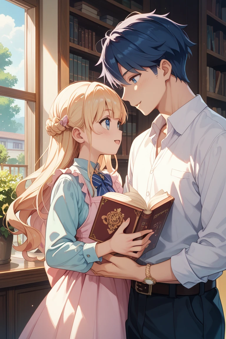 score_9, score_8_up, score_7_up, 1girl, A satisfied smile, 1boy, magnificent body, highest pleasure, braid, library, grabbing, excellent, hard fucking on the table, vaginally penetrated, experience,  