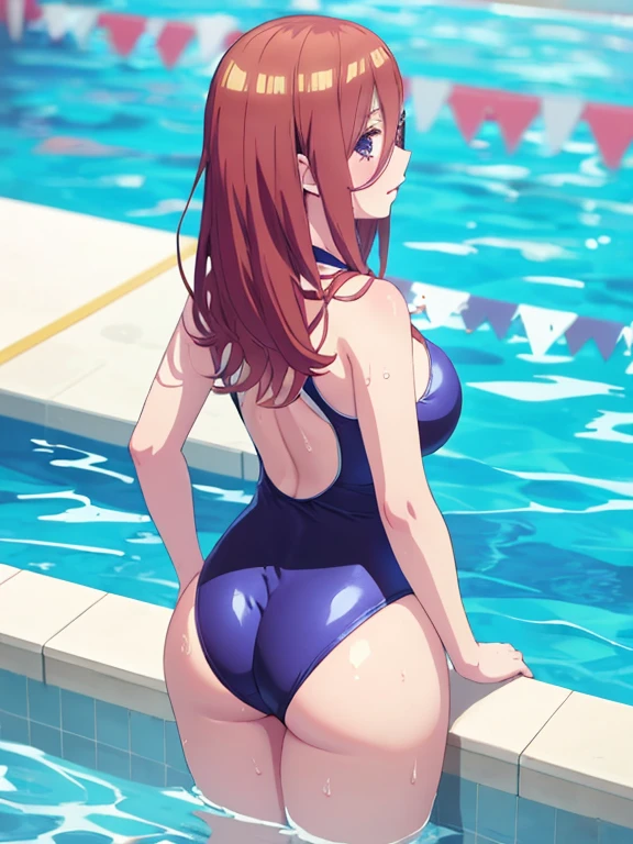 Innai Kansen - Iimura Manami Innai Kansen - Iimura Manami, masterpiece, best quality, a sexy mature woman in a white and red printed swimsuit posing in the pool, 1girl, pool, high leg swimsuit, 独奏, one-piece swimsuit, competition swimsuit, wet hair, Ass, breasts, crotch, poolside, smile, watermark, looking at viewer, from behind,