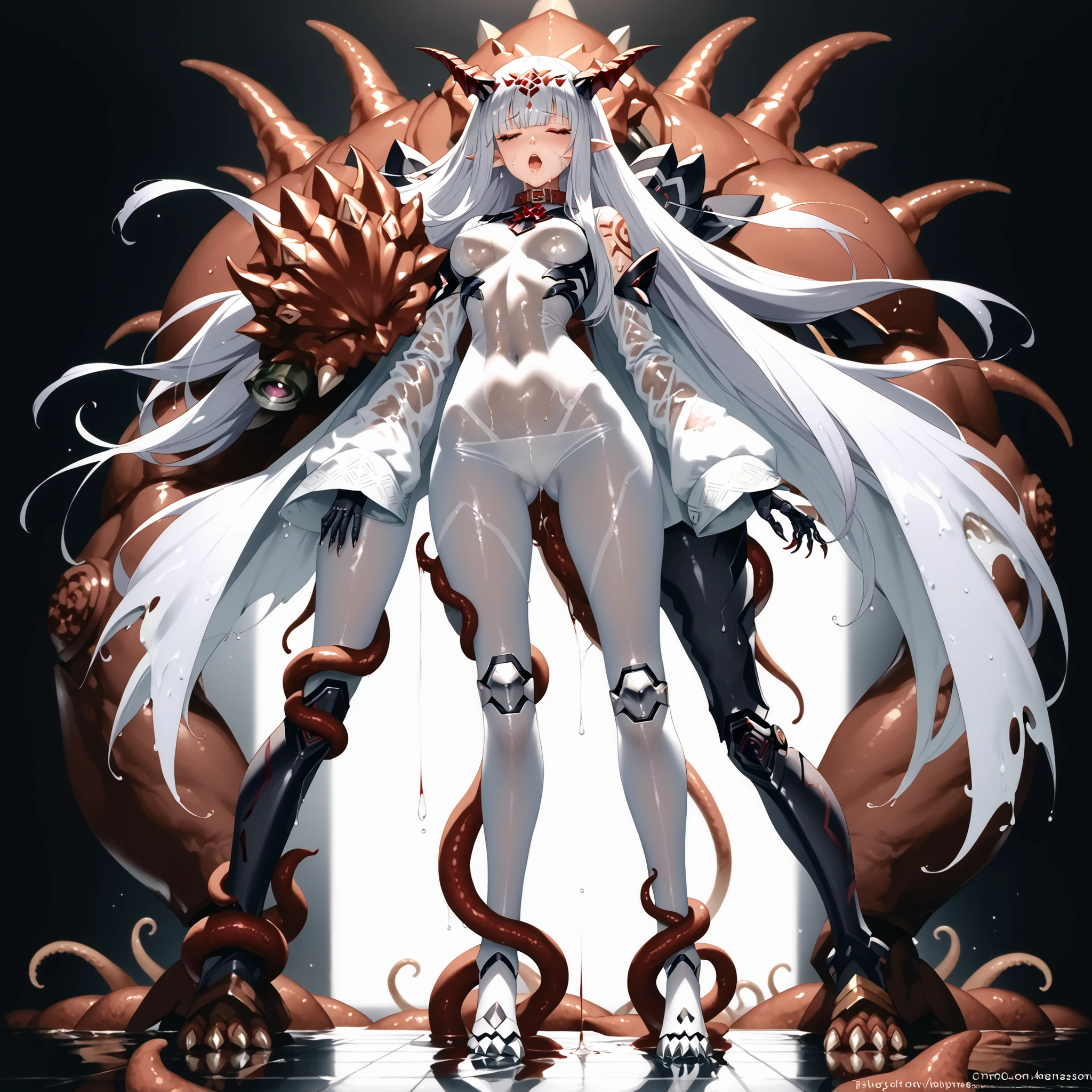 1girl, white dress, white hair, dragon girl, white pantyhose, claws, large breasts, dragon tail, standing, water, long sleeves, full body, wings,tail,claws,horns,standing,dripping,heart,tattoo,no humans,tile floor,blood, animal ears,open mouth,horns,tail,long hair,tattoo,black background,grey hair,monster girl,closed eyes,dripping, tentacles,red hair,very long hair,red theme,bodysuit,monster girl,full body,standing,breasts,liquid, red hair,pointy ears,red eyes,very long hair,covered navel,monster girl,bodysuit,bangs,red theme,tentacles,medium breasts, 1girl,long hair,white hair,tentacles,wet,covered navel,android,covered eyes,dripping,cowboy shot,mecha musume,shiny, tentacles,long hair,covered navel,dripping,white hair,wet,bodysuit,standing,ass visible through thighs,arms at sides,large breasts, tattoo,slime (substance),long hair,navel,kneeling,monster girl,restrained,doll joints,tentacles,watermark,small breasts, tattoo,horns,grabbing,purple hair,collar,long hair,animal ears,large breasts,open mouth,purple eyes,navel