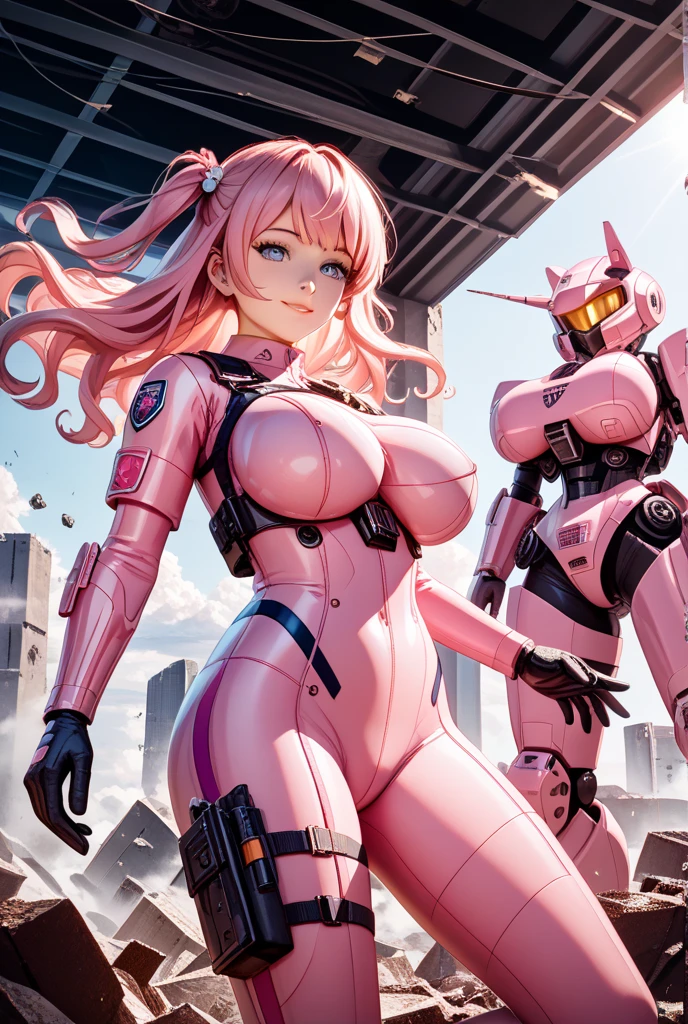 (masterpiece, Highest quality, 32K Wallpapers, Very detailed,portfolio), One girl:1.2, More Angles、highlight、Detailed face、Very talented、Genius Mechanic、((Tight pink latex suit:1.4)), ((Pink latex gloves、Pink latex boots:1.4)),((latex deldo)),(The most complex machine), (Overall colorful), ((Huge breasts:1.8)),Latex covering the whole body:1.4、Nipples、pussy, nsfw,(((latex bondage suits)))