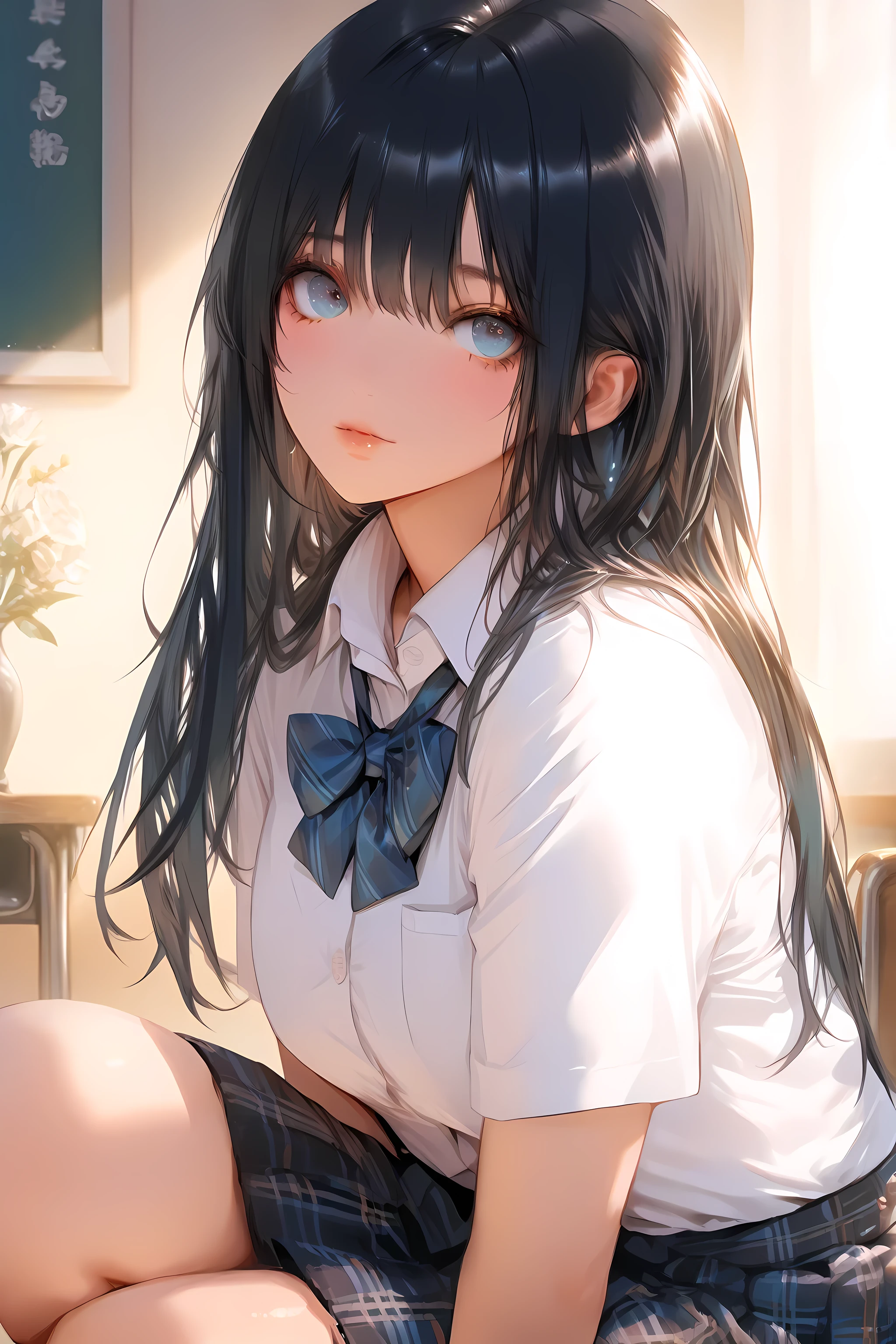 (((masterpiece))),(((High resolution)))、(((8K quality)))、(((perfect face)))、(((Korean beauty))), 18 years old, ((mini skirt school uniform)), plump, look at the camera, ((high resolution face)), ((top quality eyes)), ((detailed texture))