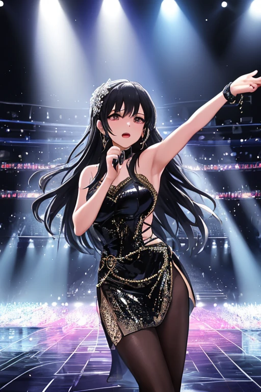 ((Highest quality)), ((masterpiece)), (detailed), （Perfect Face）、The woman is Reika Aoki with semi-long hair、Woman wears Latin dance dress in South America、The woman is dancing Latin dance passionately