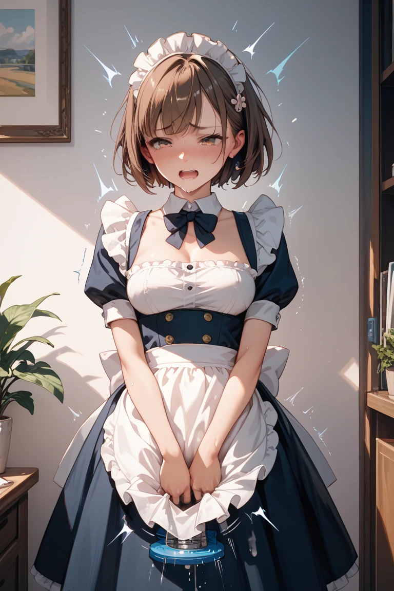 Anime girl in a maid outfit sitting on the floor - SeaArt AI