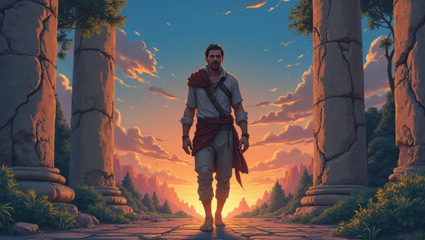 A man walks forward with dirty clothes in his hands. Pixel art in 100*100 dimensions.