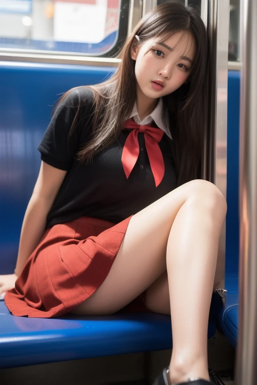 (masterpiece,highest quality,超A high resolution), (((Very beautiful K-pop girl))), pretty girl、Look at the photographer、 ((A pose that emphasizes a cute crotch)), Very cute face, Glossy Lips, A woman dressed in red and white takes a photo, Knee socks and skirt, sakimichan, Very sexy white panties, 8k)), Japanese Sailor Suit, Very sexy outfit, Trending on cgstation, 4K,Natural smile、 Natural Makeup, Long eyelashes, Shiny and smooth hair、Camel Toe, Perfect limbs, Perfect Anatomy,(Panty Flash Student),(RAW Photos, highest quality), (Realistic, photo-Realistic:1.3),highest quality,Very detailed,masterpiece,Very detailed,Dynamic Angle ,highest quality,Very detailed CG ユニティ,Cinema Lighting,lens_Flare,
