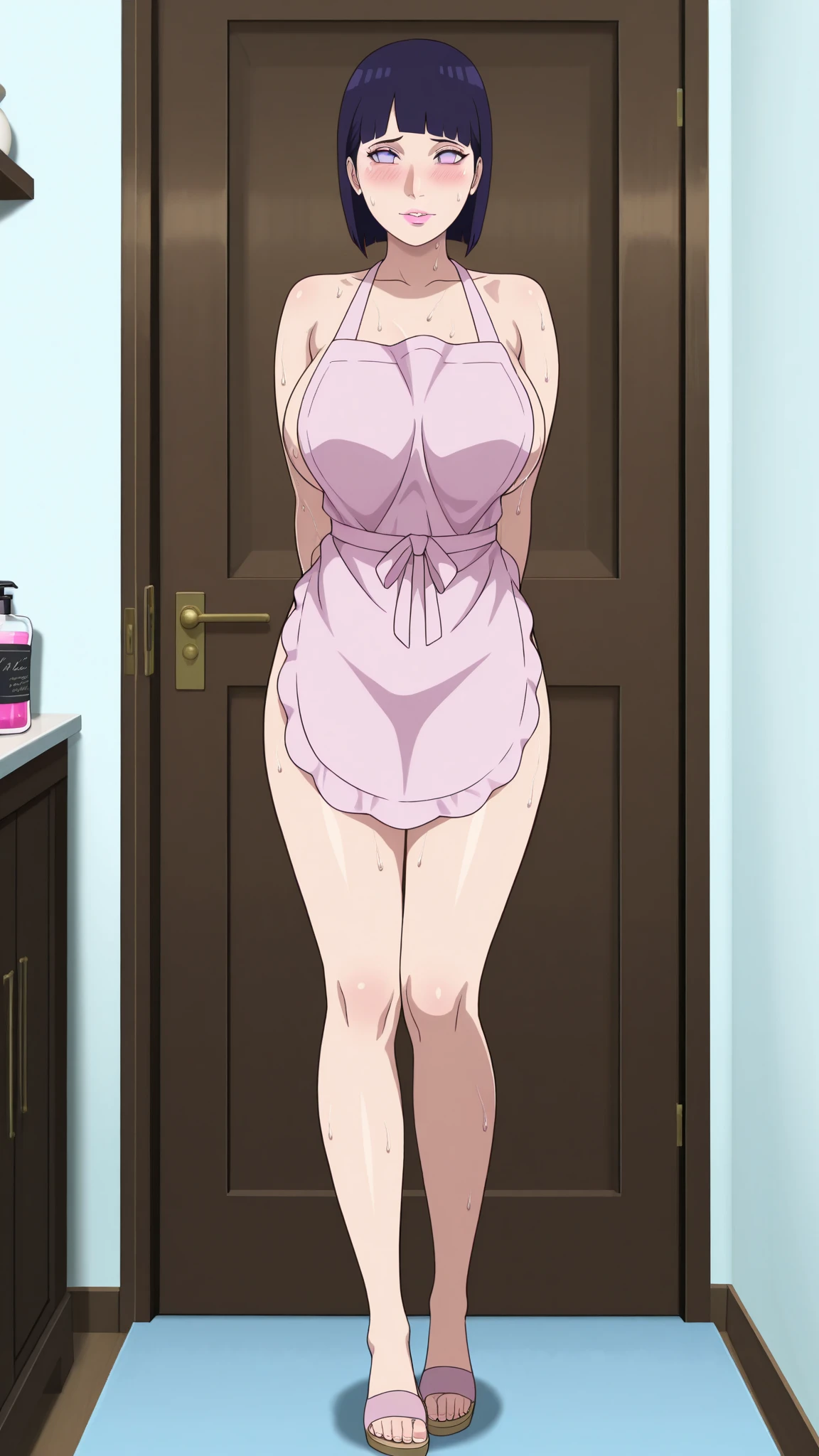 18-year-old female、the body is slim、Thin legs、sexy、（Exposing the breasts）、（完全にnaked）、anime、全naked、naked、Nipples、Black Hair、（Glasses）