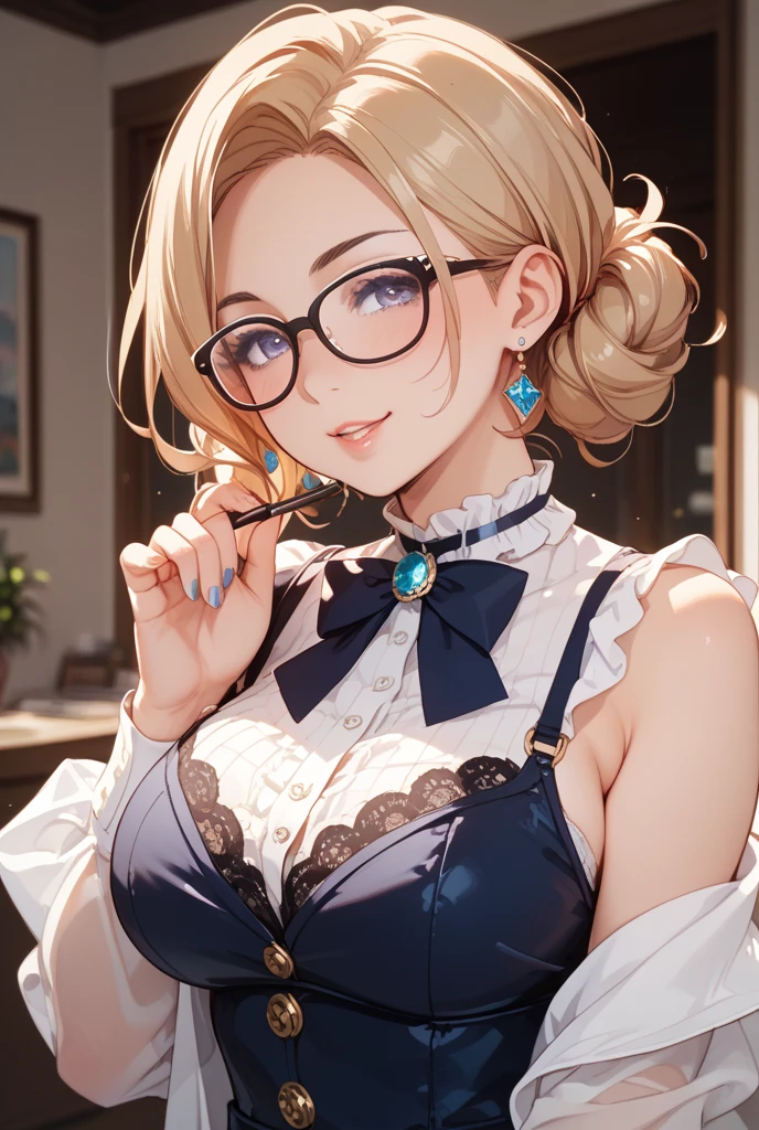 Masterpiece, 最high quality, high quality, High resolution, high quality texture, high quality shadows, High resolution, Beautiful details, Detailed CG, Detailed Texture, Realistic representation of face, Realistic, colorful, delicate, Cinematic Light, Side light, Lens flare, Ray Tracing, sharp concentrated, (1 Girl,concentrated:1.3), ( Intricate details, compensate, PureErosFaceV1:0.5), (細部まで美しいdelicateな顔, 緻密で美しいdelicateな瞳, Perfect  Proportions, Dense skin, Optimal ratio of four fingers to one thumb, Arms under chest, Modest chest, Wide Hips, Smooth upper abdomen, 30 years old,Blue Eyes,Glasses, Study,cabin attendant uniform,Glasses,White shirt, Black tight skirt,Black Stockings,machine,house wife,curvy,sweat,, gaze, the gaze of true love, lips of temptation, A look full of compassion ,a smile full of love, i love you, Acting lovey-dovey, air fortress hair, blonde hair, I love you so much I'm crazy,i love you