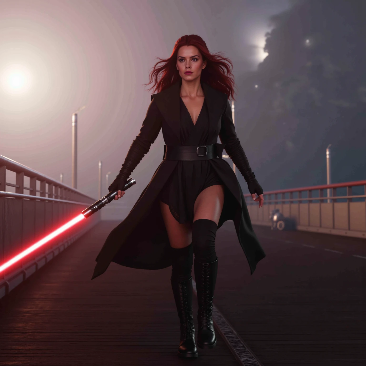 Infernal Neon Reverie: A Portrait of Demonic Madness in a rebelious stance, full body view, masterpiece, 8k, sci fi
